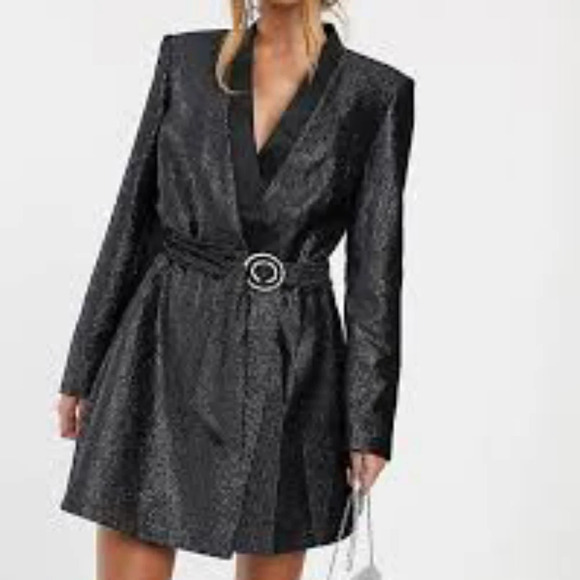 Bronx and Banco Belle Black Blazer Dress Prom Christmas Holiday Party sz L NWT - Picture 3 of 3